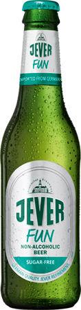 A green Jever Fun bottle with condensation. – Click for more information about Jever Fun